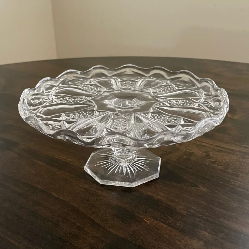 Vintage Pressed Glass Pedestal Cake Stand